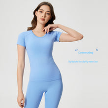 Load image into Gallery viewer, Women's Short Sleeve Round Neck Sports Running Fitness Top