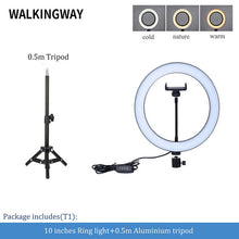 Load image into Gallery viewer, 10" LED Ring Light Photographic Selfie Ring Lighting with Stand for Smartphone Youtube Makeup Video Studio Tripod Ring Light