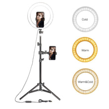 Load image into Gallery viewer, 10" LED Ring Light Photographic Selfie Ring Lighting with Stand for Smartphone Youtube Makeup Video Studio Tripod Ring Light