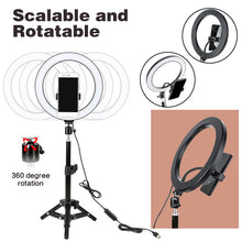 Load image into Gallery viewer, 10" LED Ring Light Photographic Selfie Ring Lighting with Stand for Smartphone Youtube Makeup Video Studio Tripod Ring Light