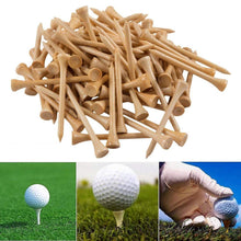 Load image into Gallery viewer, 100Pcs Golf Tees Bamboo 83mm 70mm Unbreakable Tee Golf Training Swing Practice Accessories Less Friction Stronger 4 Size Bulk