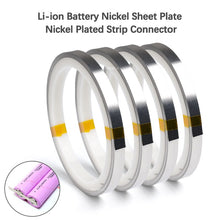 Load image into Gallery viewer, 10meter Li-ion Battery Nickel Sheet Plate Nickel Plated Strip Connector 0.1mm Steel Belt Spot Weld Machine Battery Welder 18650