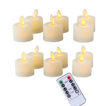 Load image into Gallery viewer, 12 Pieces Realistic LED Tea Light Candles With Remote Control,Flickering Flameless Candles 10-keys Battery-operated Fake Candles