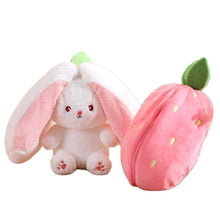 Load image into Gallery viewer, 18cm Cosplay Strawberry Carrot Rabbit Plush Toy Stuffed Creative Bag into Fruit Transform Baby Cuddly Bunny Plushie Doll For Kid
