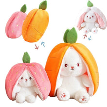 Load image into Gallery viewer, 18cm Cosplay Strawberry Carrot Rabbit Plush Toy Stuffed Creative Bag into Fruit Transform Baby Cuddly Bunny Plushie Doll For Kid
