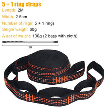 Load image into Gallery viewer, 2 Pcs/Set Hammock Straps Special Reinforced Polyester Straps 5 Ring High Load-Bearing Barbed Black Outdoor Hammock straps