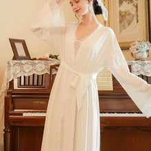 Load image into Gallery viewer, 2 Piece/set Women Nightdress Set Lace Gowns & Robes Sets Vintage Elegant Nightgowns Bathrobes Sexy Sleepwear Cotton Homewear