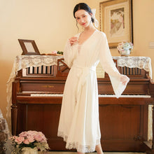 Load image into Gallery viewer, 2 Piece/set Women Nightdress Set Lace Gowns & Robes Sets Vintage Elegant Nightgowns Bathrobes Sexy Sleepwear Cotton Homewear
