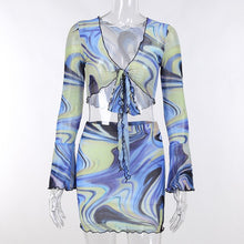 Load image into Gallery viewer, 2 Two Piece Set Floral Beach Sexy Mini Dress Suit Women Bodycon Party Dresses Crop Top Skirts Sets 2021 Summer Vacation Outfits