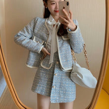 Load image into Gallery viewer, 2-piece set of autumn and winter tweed perfume, women's wool jacket, coat and skirt, Korean two-piece suit