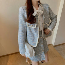Load image into Gallery viewer, 2-piece set of autumn and winter tweed perfume, women's wool jacket, coat and skirt, Korean two-piece suit