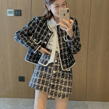Load image into Gallery viewer, 2-piece set of autumn and winter tweed perfume, women's wool jacket, coat and skirt, Korean two-piece suit