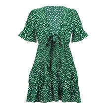 Load image into Gallery viewer, 2020 Fashion Women Polka Dot Boho Ruffle Mini Dress Knot V-Neck Party Summer Beach Holiday Dresses Women Vestidos