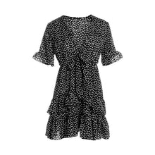Load image into Gallery viewer, 2020 Fashion Women Polka Dot Boho Ruffle Mini Dress Knot V-Neck Party Summer Beach Holiday Dresses Women Vestidos