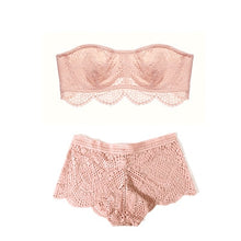 Load image into Gallery viewer, 2020 Femme Tube top Lace Lingerie Set Seamless Brassiere Cotton Women Bra Panties Sets Embroider White Underwear Set Sexy Bralet