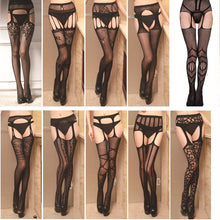 Load image into Gallery viewer, 2020 New Women Sexy Stockings Lingerie Stripe Lace Elastic Transparent Black Hollow Out Tights Thigh Sheer Embroidery Pantyhose