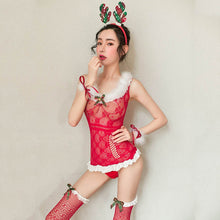 Load image into Gallery viewer, 2020 new sexy lingerie sexy COS plush strap bracelet elk headband net clothes temptation Christmas suit