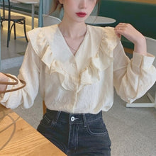 Load image into Gallery viewer, 2021 Autumn Casual Elegant Blouse Women Office Lady Korean Fashion Sweet Shirts Long Sleeve High Street France Designer Clothing