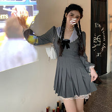 Load image into Gallery viewer, 2021 Autumn Kawaii Elegant Dress Women Casual Korean Fashion Party Mini Dresses Lace Long Sleeve College Style Sweet Cute Dress