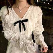 Load image into Gallery viewer, 2021 Autumn Sweet Kawaii Dress Women Lace White Elegant Party Mini Dress Ladies Long Sleeve Casual Cute Korean Fashion Clothing