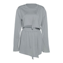 Load image into Gallery viewer, 2021 Autumn Winter New Women's Wear V-Neck Long Sleeve Top High Waist Wrap Hip Fake Skirt Shorts Set Outfits For Women Matching