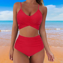 Load image into Gallery viewer, 2021 Bathing Suit Bandeau Sexy Women's Bikini High Waisted Tummy Control Two Piece Swimsuit Swimwear Tankini костюм женский