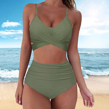 Load image into Gallery viewer, 2021 Bathing Suit Bandeau Sexy Women's Bikini High Waisted Tummy Control Two Piece Swimsuit Swimwear Tankini костюм женский