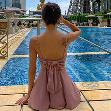 Load image into Gallery viewer, 2021 New Korean Women Swimming Suit One Piece Dress Push Up Solid Swimwear Summer Bathing Ladies Swimming Suits Swim Skirt