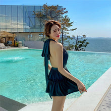 Load image into Gallery viewer, 2021 New One Piece Swimsuit Women Solid Swimwear Skirt Push Up Monokini Pleated Swim Suit Korea Style Trikini Pad Bathing Suit