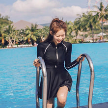 Load image into Gallery viewer, 2021 New Women One Piece Swimsuit Solid Sexy Zipper Swimwear Swim Skirt Summer Beach Wear Korean Style Bathing Suit