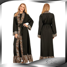 Load image into Gallery viewer, 2021 New Women's Leopard Print Stitching Fashion Abaya Kimono Cardigan Robe Casual Light Luxury Home Service Muslim Woman Dress