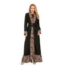 Load image into Gallery viewer, 2021 New Women's Leopard Print Stitching Fashion Abaya Kimono Cardigan Robe Casual Light Luxury Home Service Muslim Woman Dress