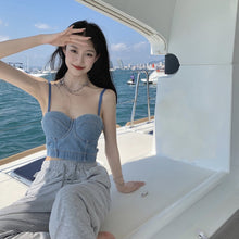 Load image into Gallery viewer, 2021 Summer Fashion Women's Clothing Cowboy Sling Ins Trend 2021 Korean Version New Wrapped Chest Sexy Tops Vest Tees Women