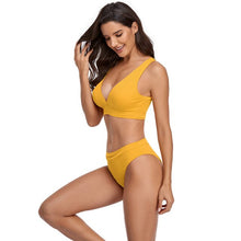 Load image into Gallery viewer, 2021  Summer New Bikini Solid Color Sexy Gathering Beach Vacation Triangle Split Swimsuit Women