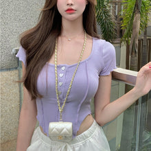 Load image into Gallery viewer, 2021 Summer Sexy Elegant Blouses Women Bodycon Short Sleeve Sweet Cute Casual Shirts Solid High Street Korean Fashion Y2k Tops