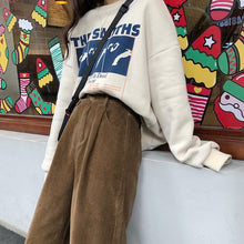 Load image into Gallery viewer, 2022 Elastic Waist Casual Straight Trousers Femme Solid Office Lady Simple Corduroy Pants Women All Match Spring Pantalones