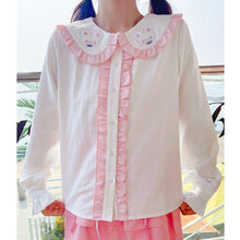 Load image into Gallery viewer, 2022 New Teen Girls Rabbit Cute Blouses Spring Single Breasted Fresh Kawaii Tops Long Sleeve Fungus Edge Shirts Japanese Women