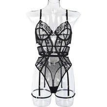 Load image into Gallery viewer, 2022 New Women's Lace Corset Classic Embroidery Sexy Lace Mesh Splicing Jumpsuit Lady Body Suits One Piece Bra Panties