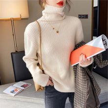 Load image into Gallery viewer, 2022 Spring Women's Turtleneck Sweaters for Women Crop Sweater Fashion Khaki Black Basic Pull Vintage Femme Knit Top Jumper