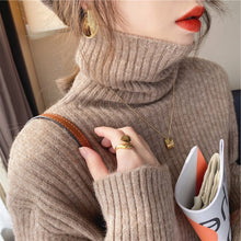 Load image into Gallery viewer, 2022 Spring Women's Turtleneck Sweaters for Women Crop Sweater Fashion Khaki Black Basic Pull Vintage Femme Knit Top Jumper