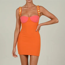 Load image into Gallery viewer, 2022 Summer Women Spaghetti Strap Bodycon Dress Sexy Sleeveless Low Cut Mini Dresses Girls Backless Contrast Color Party Dresses