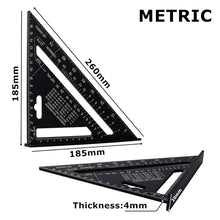 Load image into Gallery viewer, 7'' Triangle Angle Protractor Aluminum Alloy Speed Square Measuring Ruler Miter For Framing Building Carpenter Measuring Tools