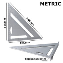 Load image into Gallery viewer, 7'' Triangle Angle Protractor Aluminum Alloy Speed Square Measuring Ruler Miter For Framing Building Carpenter Measuring Tools