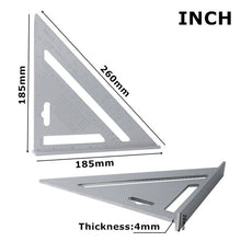 Load image into Gallery viewer, 7'' Triangle Angle Protractor Aluminum Alloy Speed Square Measuring Ruler Miter For Framing Building Carpenter Measuring Tools
