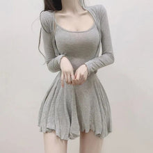 Load image into Gallery viewer, A-Line Dresses Woman Korean Fashion Spring Summer Dress Suit+Tops 2 Piece Sets Match Mini Robes Tunic Ruffle Sexy Mini Dress