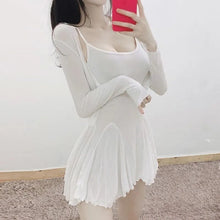 Load image into Gallery viewer, A-Line Dresses Woman Korean Fashion Spring Summer Dress Suit+Tops 2 Piece Sets Match Mini Robes Tunic Ruffle Sexy Mini Dress
