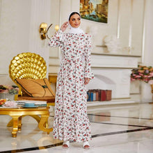 Load image into Gallery viewer, Abaya Dubai  Muslim Fashion Large Size Printed Horn Micro Long Sleeves Ankle Print Skirt Kaftan Islam Clothing For Women Robe