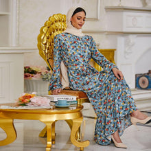 Load image into Gallery viewer, Abaya Dubai  Muslim Fashion Large Size Printed Horn Micro Long Sleeves Ankle Print Skirt Kaftan Islam Clothing For Women Robe