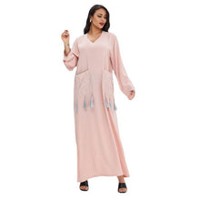 Load image into Gallery viewer, Abaya Dubai  Muslim Summer Casual Female Skirt Middle East Lady Robe Embroidery With Tassels Dress Morocco Fashion Long Shirt
