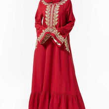 Load image into Gallery viewer, Abaya Muslim Fashion Plus Size Women's Embroidered  Large Hem Muslim Long Skirt With Headscarf Islamic Clothing Women's Dress